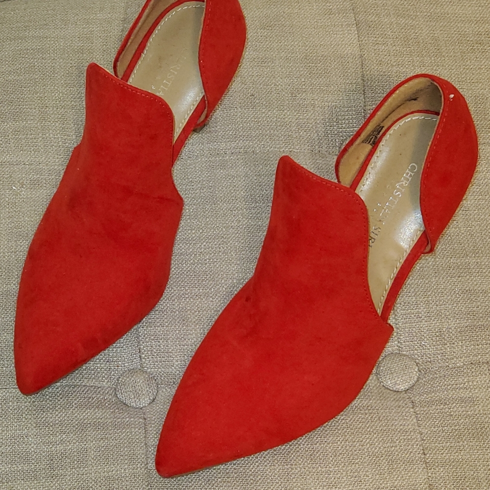 Red closed toe heels